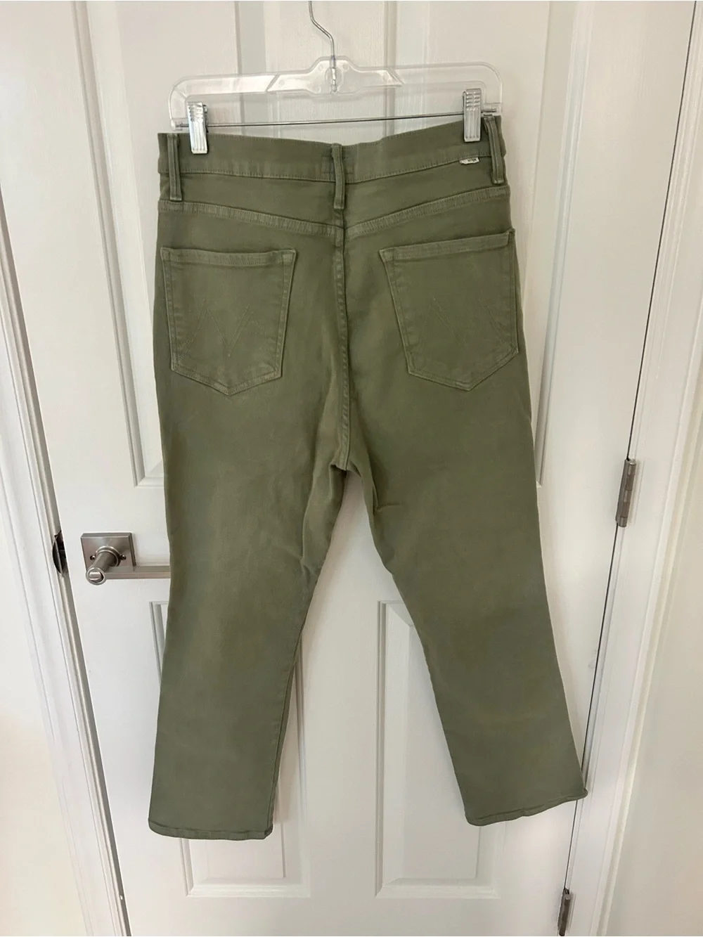 Mother High Waisted Smokin Double Ankle Jeans Oil Green - Picture 3 of 7